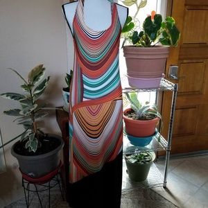 Swirls and Color Block Maxi Dress -